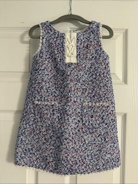 Janie and Jack Blue, White & Red Tweed A-Line Dress